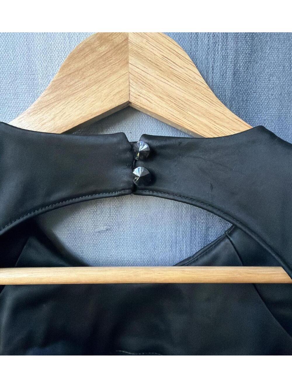 Bebe Black Satin Cutout Midi Dress S - Picture 7 of 9